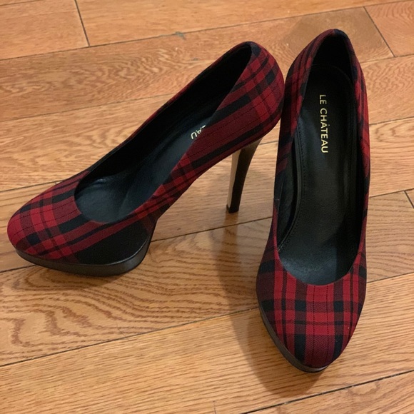 Red Plaid stilettos - Picture 1 of 4